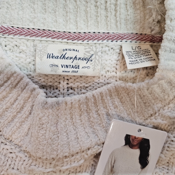 NWT Weatherproof Vintage Cream Chenille Knit Sweater Women’s Large - Picture 3 of 11